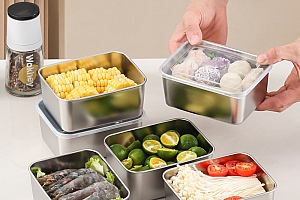 【拍一发三】送盖子不锈钢火锅分菜盆烘焙盘保鲜盒方形可冰箱烤箱