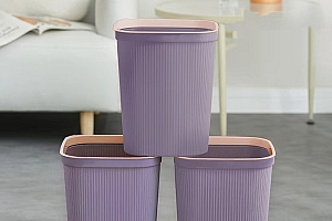 【3个大号】紫色带圈垃圾桶家用客厅办公室北欧宿舍卧室卫生间方形