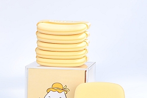 TUNLU/豚鹿魔方粉扑黄色柔软服帖干湿两用方形气垫粉扑1盒