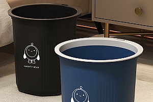 【立减】网红蛋仔垃圾桶家用大号加厚宿舍办公室简约无盖压圈垃圾桶