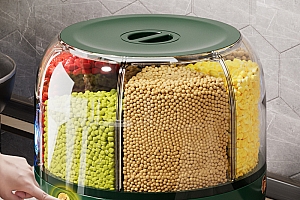 可旋转五谷杂粮收纳盒密封防虫防潮粮食储存罐厨房分装大米桶米缸
