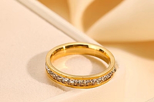 钛钢戒指 正品满天星时尚情侣对戒不掉色轻奢食指环心款百搭饰品